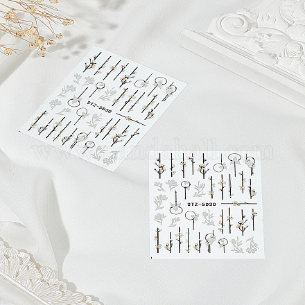 Наклейки для ногтей с тиснением 5d pet&nbsp;AJEW-WH0816-215-1