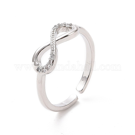 Clear Cubic Zirconia Infinity Open Cuff Ring RJEW-H127-09P-1