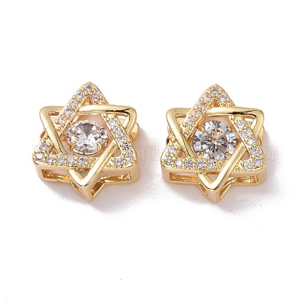 Brass Micro Pave Clear Cubic Zirconia Charms KK-G420-07G-1