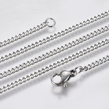 304 Stainless Steel Curb Chain Necklaces NJEW-L162-01C-P-1