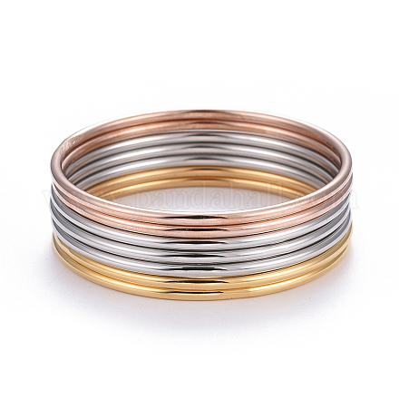 Ensembles de bracelets bouddhistes en acier inoxydable tricolores à la mode 304 BJEW-L664-022B-M-1