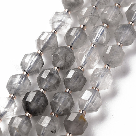 Brins de perles de quartz gris naturel G-S362-096C-1