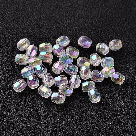 AB Color Plated Eco-Friendly Transparent Acrylic Barrel Beads TACR-L002-4mm-22-1