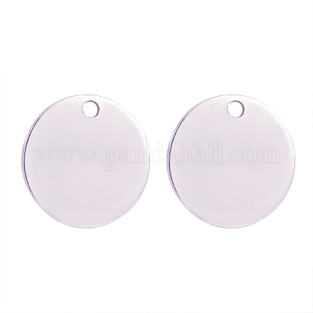 BENECREAT 100PCS Stainless Steel Flat Round Blank Stamping Tag Pendants with Smooth Surface STAS-BC0002-25P-1