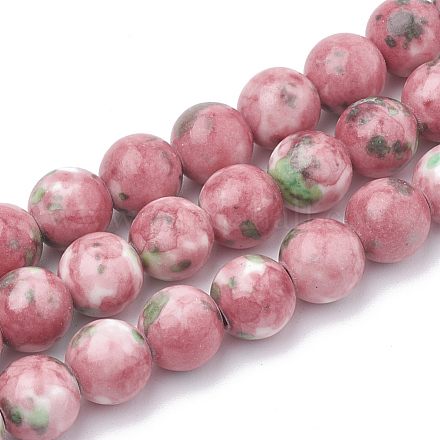 Brins de perles rondes en jade blanc océan naturel teint G-R295-12mm-12-1