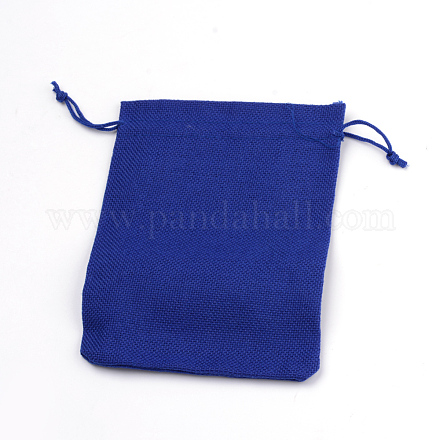 黄麻布ラッピングポーチ巾着袋  ブルー  9x7cm ABAG-Q050-7x9-22-1