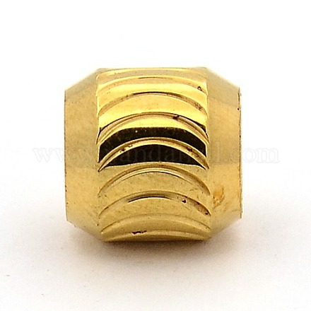 ステンレススチールビーズ  大きな穴列ビーズ  イオンプレーティング（ip）  ゴールドカラー  10x10mm  穴：6mm STAS-M003-13G-1