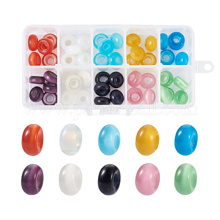 Cheriswelry 50Pcs 10 Colors Cat Eye European Beads G-CW0001-02-1
