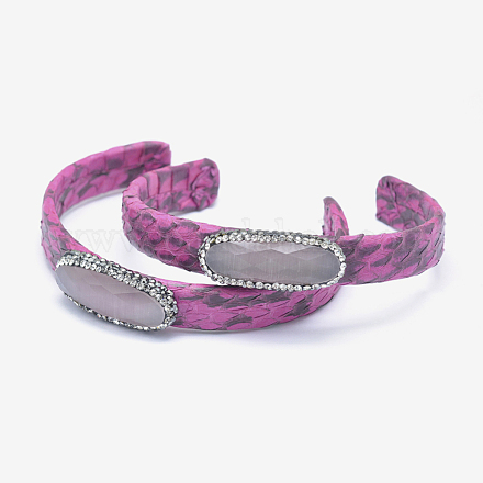 Snakeskin Leather Cuff Bangles BJEW-P079-17A-1