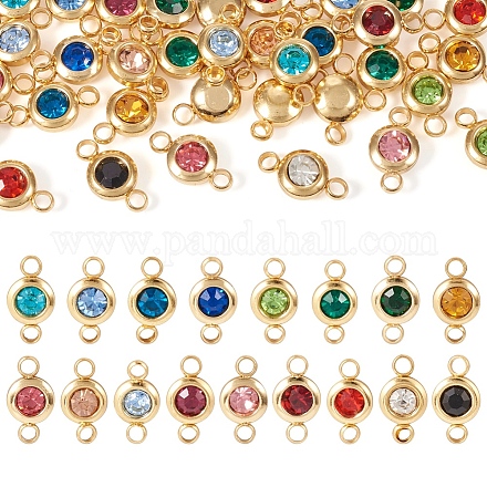 34Pcs 17 Colors 304 Stainless Steel Rhinestone Connector Charms STAS-TA0002-24-1