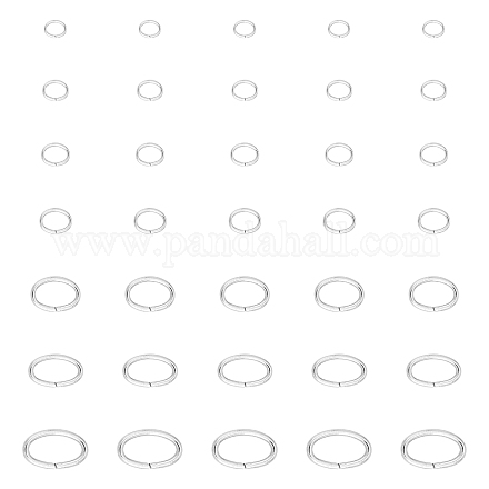 Unicraftale 3-10 mm 7 tamaños anillos de saltos ovalados 18-24 calibre anillos conectores cerrados pero sin soldar anillos de joyería de acero inoxidable conectores para hacer joyas de diy color acero inoxidable STAS-UN0015-07P-1