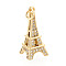 Brass Micro Pave Cubic Zirconia Pendants, Eiffel Tower, with Jump Ring, Real 18K Gold Plated, 24x11x11mm, Hole: 3mm