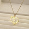 201 Stainless Steel Flower Heart Initial Pendant Necklaces for Women, Golden, Letter E, 17.72~20.08 inch(45~51cm)