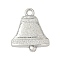 Christmas Themes Alloy Pendants, Cadmium Free & Lead Free, Platinum, Christmas Bell, 31x25.5x3mm, Hole: 3mm, about 330pcs/1000g