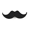 Silicone Beads, Mustache, Black, 10x29x7.5mm, Hole: 2mm