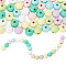 140Pcs 7 Colors Spray Painted Wood European Beads, Large Hole Round Beads, Mixed Color, 15~16x14.5~16mm, Hole: 4mm, 20pcs/color