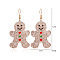 Christmas Alloy Rhinestone Dangle Earrings, with Enamel & Acrylic & Resin & Cloth, Golden, Gingerbread Man, 67x35mm