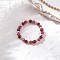 Natural Garnet Beaded Stretch Rings, with Glass Seed Beads, Faceted Round, Inner Diameter: 20mm