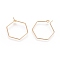 Brass Earring Hooks, Hexagon, Nickel Free, Real 18K Gold Plated, 20 Gauge, 26~26.5x20~20.5x0.8mm, Pin: 0.8mm
