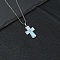 Cross Alloy with Acrylic Pendant Necklaces, Platinum, Pale Turquoise, 17.72 inch(45cm)