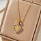 Elegant Brass Micro Pave Clear Cubic Zirconia Pendant Necklaces, Perfect Gift for Girls, Golden, Shield, 15.75 inch(40cm)