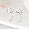 Sweet and Cute S925 Sterling Silver Cat Paw Print Stud Earrings, Silver, 7x5x10mm