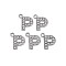 Alloy Pendants, with Crystal Rhinestone, Platinum, Cadmium Free & Lead Free, Alphabet, Letter.P, 17.5x15x2mm, Hole: 1.6mm