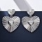 Heart 304 Stainless Steel Dangle Stud Earrings, Stainless Steel Color, 46x34mm