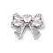 Brass Micro Pave Clear Cubic Zirconia Pendants, Cadmium Free & Nickel Free & Lead Free, Bowknot with Heart, Platinum, 14x16.5x4mm, Hole: 1.2mm