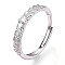 925 Sterling Silver Micro Pave Cubic Zirconia Adjustable Ring Settings, for Half Drilled Beads, Design Ring Mounts Fittings with Pearl Seat, with S925 Stamp, Real Platinum Plated, US Size 7 3/4(17.9mm), Pin: 1mm
