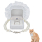 Polyester Pet Dog Wedding Ring Displays, with Resin Pearl Necklaces and Iron Findings, White, 27cm, Box: 5.7x5.1x4.3cm