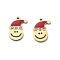 304 Stainless Steel Enamel and Rhinestone Pendants, Real 14K Gold Plated, Ion Plating(IP), Christmas Hat, Real 14K Gold Plated, 14.5x10.5x1mm, Hole: 1.1mm