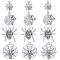 40Pcs 4 Style Tibetan Style Alloy Pendants, Spider & Spider Web, Antique Silver, 17~29.5x14~27x2.5mm, Hole: 1.4~2.2mm, 10pcs/style
