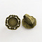 Adjustable Iron Flower Finger Ring Components Alloy Cabochon Bezel Settings, Lead Free & Cadmium Free & Nickel Free, Antique Bronze, 17x5mm, Flat Round Tray: 15mm