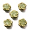 Handmade Porcelain Beads, Flower, Olive Drab, 14.5x15x6.5mm, Hole: 2mm