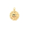 Brass Micro Pave Cubic Zirconia Pendants, with Enamel, Sun, with Jump Ring, FireBrick, 24x20mm, Hole: 2.8mm