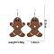 Christmas Alloy Dangle Earrings, with Enamel & Acrylic & Resin, Platinum, Gingerbread Man, 85.5x54.8mm