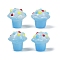 Glass Bumpy Beads, Ice Cream, with Enamel, Dyed & Hearted, Light Blue, 13.5x13mm, Hole: 1.6mm