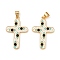 Brass Enamel Pendants, Cross with Evil Eye, Lead Free & Cadmium Free, Long-Lasting Plated, Rack Plating, Colorful, 28x18.5x2.5mm, Hole: 4.5x3.5mm