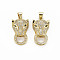Brass Micro Pave Clear Cubic Zirconia Pendants, Nickel Free, Leopard, Real 18K Gold Plated, 25.5x14.5x6.5mm, Hole: 3x5mm