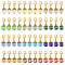 Glass Pendant Decorations, with Alloy Swivel Clasps,  Round, Mixed Color, 26mm, 48pcs/set