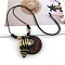 Bohemian Wood Donut Alloy Pendant Long Necklaces for Women, Antique Bronze, Shell Shape, 35.43 inch(90cm)