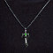 Alloy & 201 Stainless Steel & Rhinestone Dinosaur Wrapped Sword Pendant Necklaces for Men, Black, Fern Green, 23.62 inch(60cm)