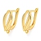 Brass Hoop Earring Findings with Latch Back Closure, Oval, Real 18K Gold Plated, 17x8x12mm, Hole: 1.4mm, Pin: 0.8mm