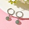 Natuarl Green Aventurine Round Hoop Earrings, with 202 Stainless Steel Huggie Hoop Earrings, with 316 Surgical Stainless Steel Pins, Stainless Steel Color, 33mm