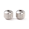 Tarnish Resistant 201 Stainless Steel Beads, Round with Twill Pattern, Stainless Steel Color, 8x7mm, Hole: 2mm