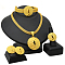 Flat Round Alloy Pendant Necklaces & Stud Earrings & Rings & Bangles Sets, Golden, 430mm & 192mm & 28mm