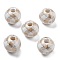 Christmas Printed Schima Wood European Beads, Round, Tartan, Camel, 16x14.5mm, Hole: 4.5mm