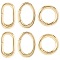 6Pcs 3 Styles Rack Plating Brass Spring Gate Rings, Cadmium Free & Nickel Free & Lead Free, Long-Lasting Plated, Real 18K Gold Plated, 14.5~18x10~14.5x2.5~3mm, Inner Diameter: 8~13mm, 2pcs/style