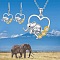 Alloy Pendant Necklaces & Stud Dangle Earrings Sets, Platinum, Elephant, 470mm